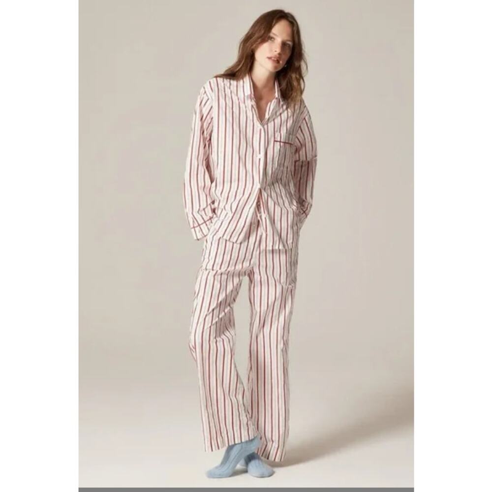 J. Crew Striped Pajama Set - Red and White